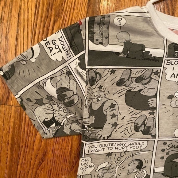 Popeye The Sailor T-shirt Medium Mens Gray All Over Comic Print Wimpy Pluto - Picture 4 of 7